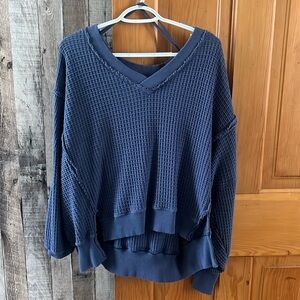 AE Navy Waffle Knit Sweater XS